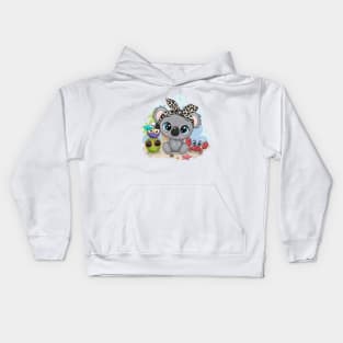 Cute koala, owlets and crab. Beach theme. Kids Hoodie